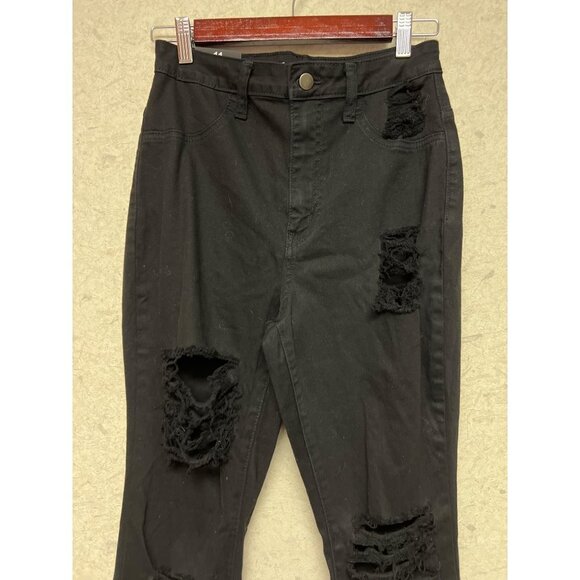 NEW! Fashion Nova Black Bell Bottom Distressed Jeans Women's Size 11 - Picture 3 of 11